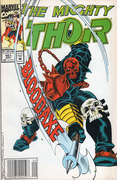 Thor #451 BloodAxe Attacks News Stand Variant VF