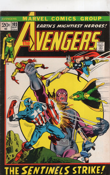 Avengers #103 The Sentinels Strike! Bronze Age Key FN