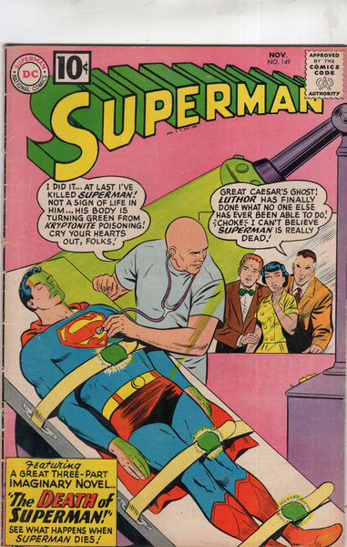 Superman #149 The Death Of Superman! Early Silver Age Key VG