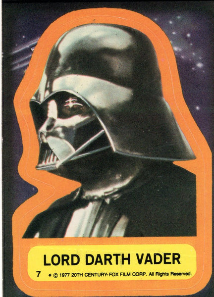 Star Wars Vintage 1977 Darth Vader Sticker #7 Vintage Card Set HTF
