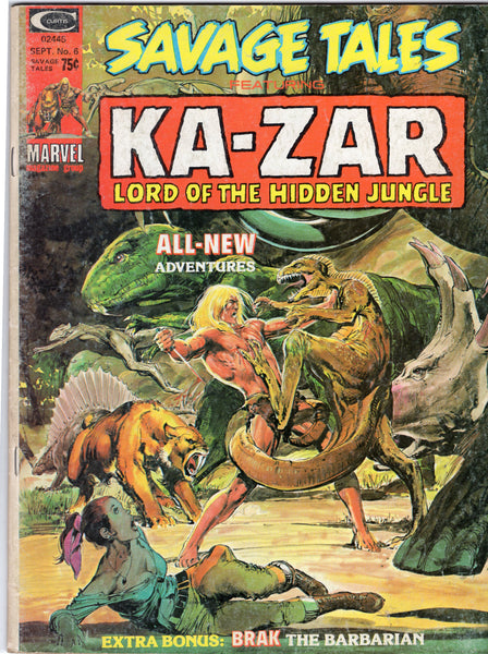 Savage Tales #6 Featuring Ka-Zar & Brak The Barbarian Bronze Age Classic Magazine VGFN