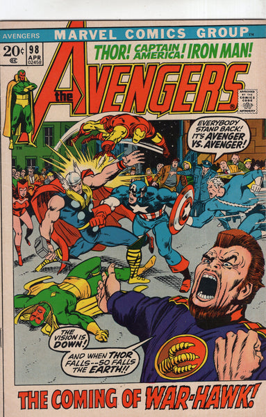 Avengers #98 Hawkeye! Kree-Skrull War!! Bronze Age FN