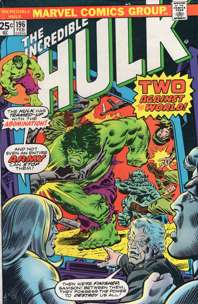 Incredible Hulk #196 "Two Against The World!" Bronze Age Classic FN