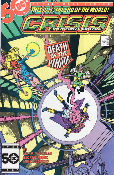 Crisis On Infinite Earths #4 "Death Of The Monitor!" Awesome Perez Art! VF