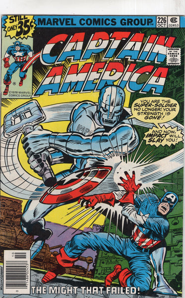Captain America #226 Super-Soldier No longer! Bronze Age VGFN