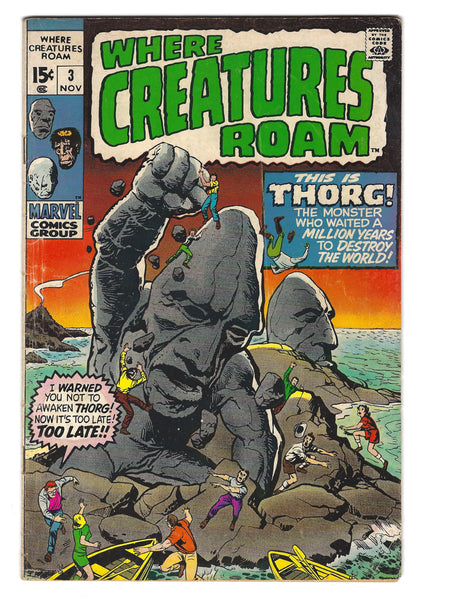 Where Creatures Roam #3 This Is Thorg! Bronze Age Horror Classic VG