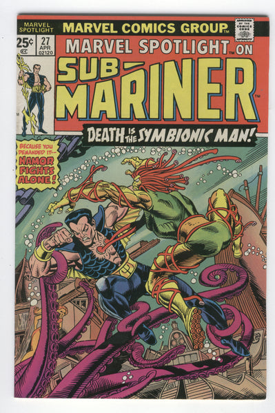 Marvel Spotlight #27 Sub-Mariner vs The Symbionic Man Bronze Age Classic Deathlok FN