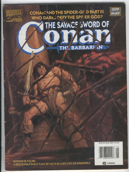 Savage Sword Of Conan #209 Red Sonja & The Spider God Newsstand Variant VGFN