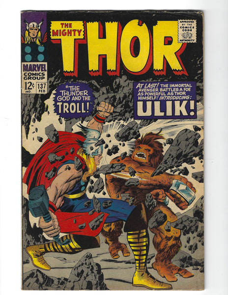 Thor #137 First Appearance Of Ulik The Troll! Silver Age Kirby Key! FN