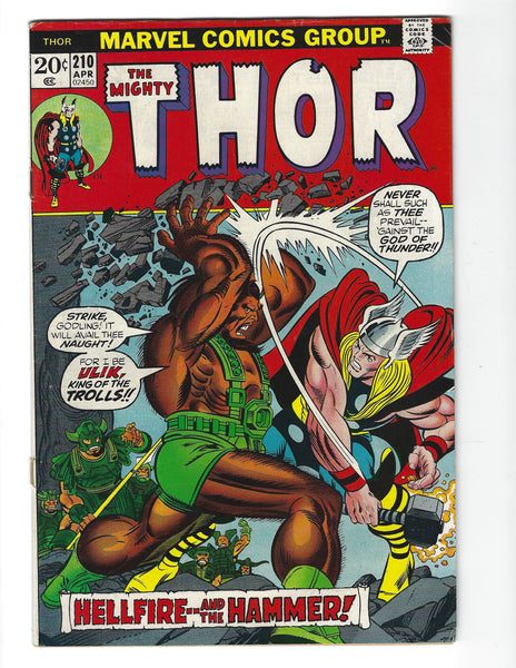 Thor #210 Hellfire - And The Hammer! Ulik!! Bronze Age VG+